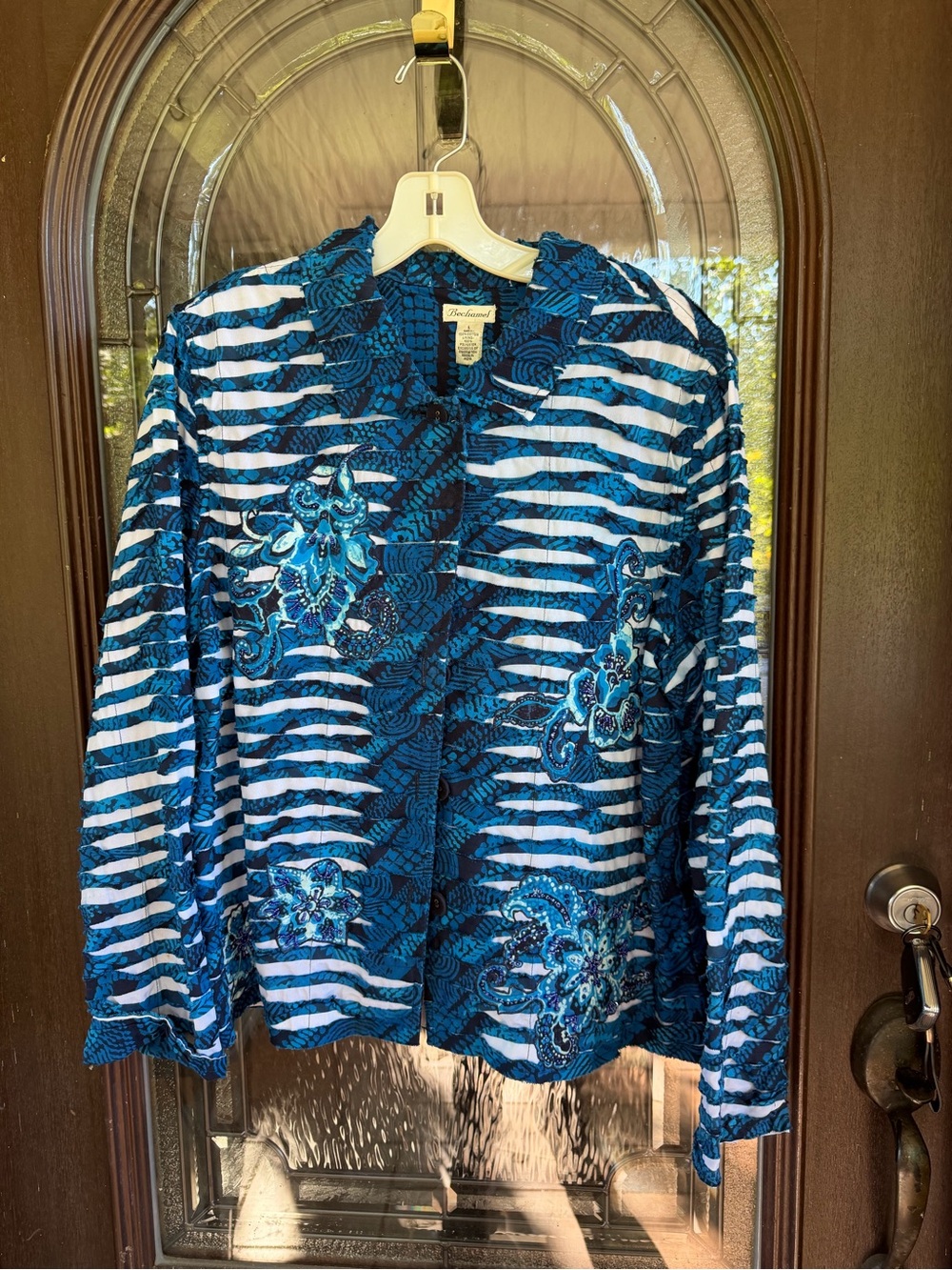 Bechamel Blue and White Patterned Blazer